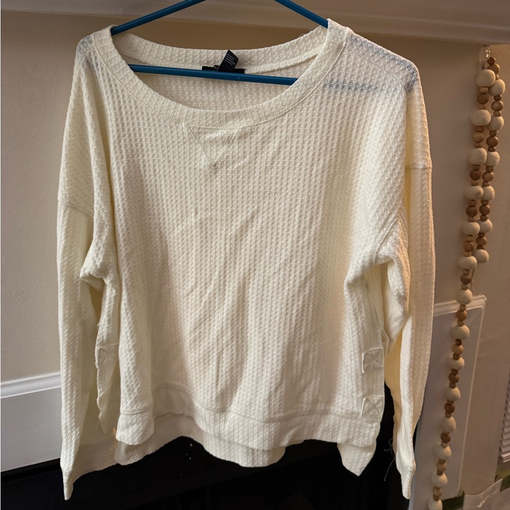 Forever 21 Cream Textured Sweatshirt